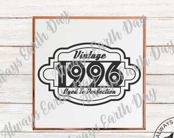 Vintage 1996 svg, 1996 Birthday svg, 1996 Birthday Shirt svg, Happy Birthday svg, Aged to Perfection, All Original Parts, Retro svg