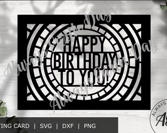 Happy Birthday Card svg cut file, Happy Birthday svg, Birthday svg, Greeting Cards svg, Card Making, DIY Birthday Card