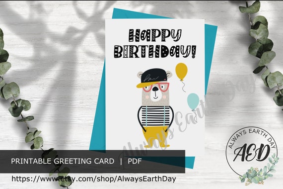 Printable Birthday Card Happy Birthday Card Pdf Birthday | Etsy