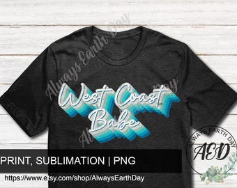 West Coast Babe PNG: Retro Cali Girl Digital Download