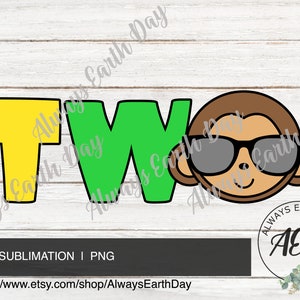 Cute Monkey Birthday png, Two Monkey png, 2nd Birthday png, 2nd Birthday Shirt png, Monkey Themed Birthday png