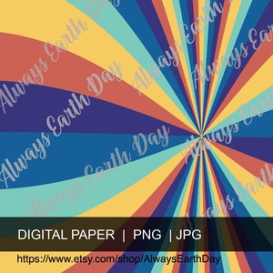 Retro Digital Paper, Sunburst Digital Paper, Rainbow Sunburst Background, Retro Background, Sunburst Background, Hippie, 70s Digital Paper