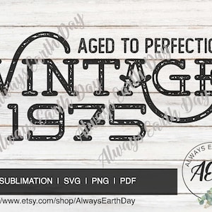 Vintage 1975 svg, 1975 Birthday svg, Aged to Perfection, All Original Parts, Retro svg, 1975 Birthday Shirt svg, Retro svg, Vintage 1975 png