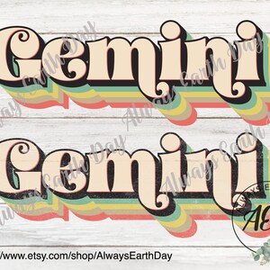 Gemini png, Gemini Sublimation Download, May Birthday png, June Birthday png, Zodiac Signs png, Zodiac png, Retro, Astrology
