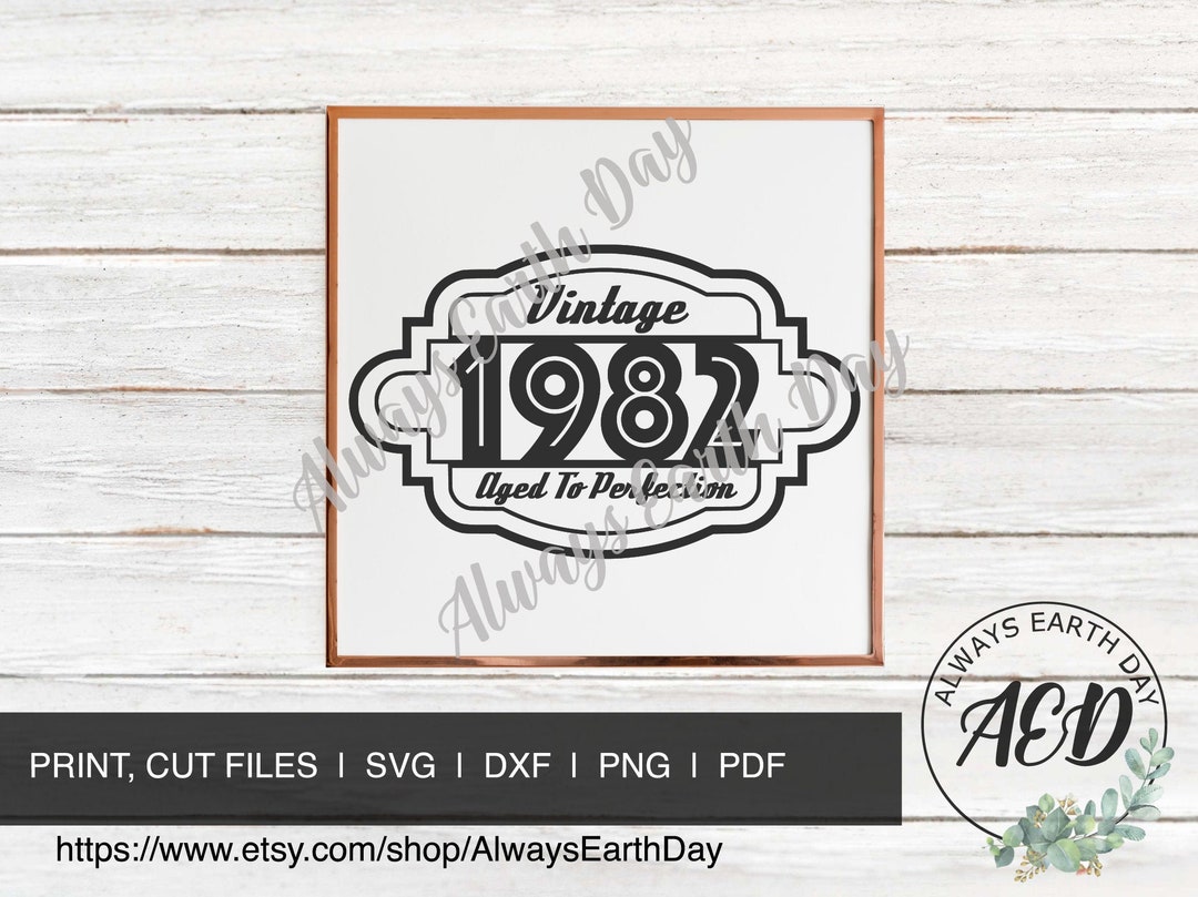 Vintage 1982 Svg, Aged to Perfection, 1982 Birthday Svg, 1982 Birthday ...