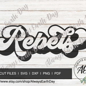 May include: Black and white graphic design of the word "Repels" in a retro, stylized font. The design is set against a white woodgrain background. The text "Always Earth Day" appears multiple times around the design.