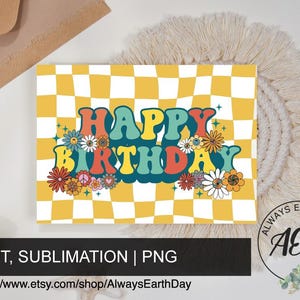 Cartão de aniversário retrô para impressão, cartão de aniversário bacana, cartão de feliz aniversário em PDF, cartão de felicitações para impressão