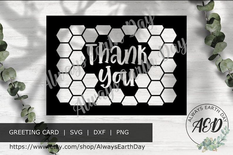 May include: Black and white digital download of a greeting card with a honeycomb pattern and the text "Thank you".