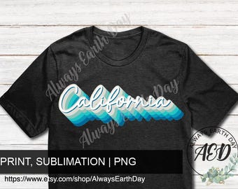 California Coastal Colors PNG: Retro West Coast Design (Digital Download)