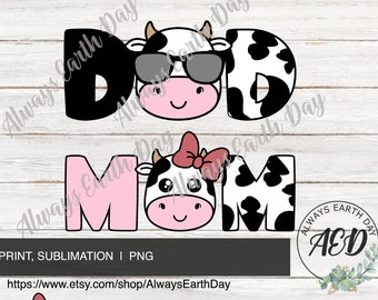 Cute Cow Birthday png, Dad Cow Birthday png, Mom Cow Birthday png, Matching Family Cow png, Cute Cow png