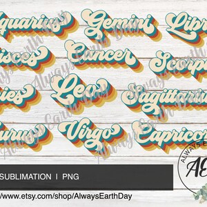 Zodiac png, Zodiac Signs Bundle, Zodiac Sublimation Download, Zodiac Signs png, Retro, Astrology png, Zodiac Clipart, Sublimation Design