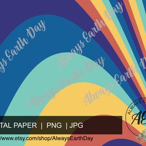 Retro Digital Paper, Sunburst Digital Paper, Rainbow Sunburst Background, Retro Background, Sunburst Background, Hippie, 70s Digital Paper