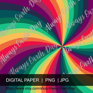 Retro Digital Paper, Sunburst Digital Paper, Rainbow Sunburst Background, Retro Background, Sunburst Background, Hippie, 70s Digital Paper