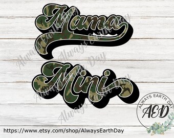 Mama png, Mini png, Mama Sublimation, Mini Sublimation, Mama Camo Print, Mini Camo Print, Sublimation Download, Mama en ik, Retro
