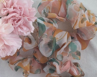 Luxurious Organza Floral Scrunchie