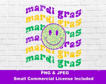 Mardi Gras Smile Design|PNG|Sublimation|Digital Download|NOLA File|Mardi Gras Graphic Tee File|Instant Delivery