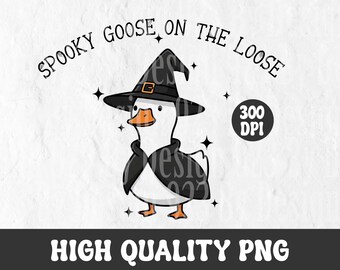 Gruselige Gans auf dem losen PNG, Halloween-Gans-Sublimation, Retro-Gans-Halloween-Design, Dumme Gans, trendiges Halloween-Shirt,