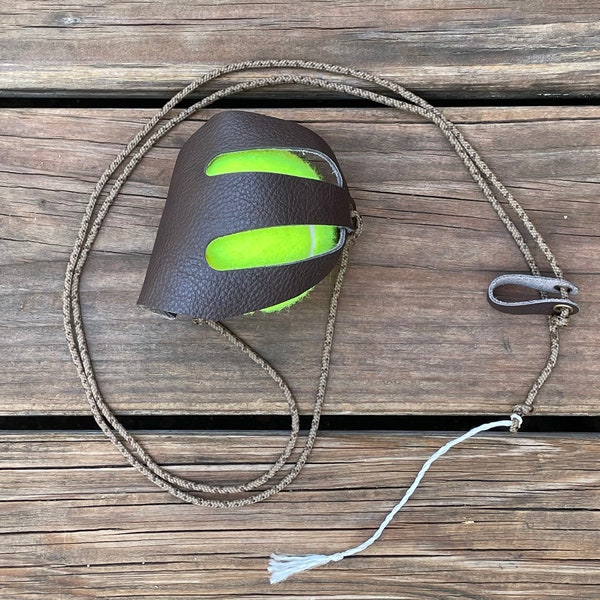 Tacpar Pocket Launcher Shepherd Sling - Handmade Leather Tennis Ball Launcher and Dog Ball Thrower