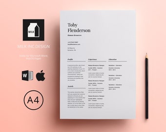 Modern Resume Template Cv Template For Pages Word Etsy
