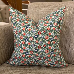 Handmade Liberty of London, Festive Christmas Pine Garland with Baubles fabric, Cushion/Pillow Cover - 12/14 inches - Favour/Gift/Present