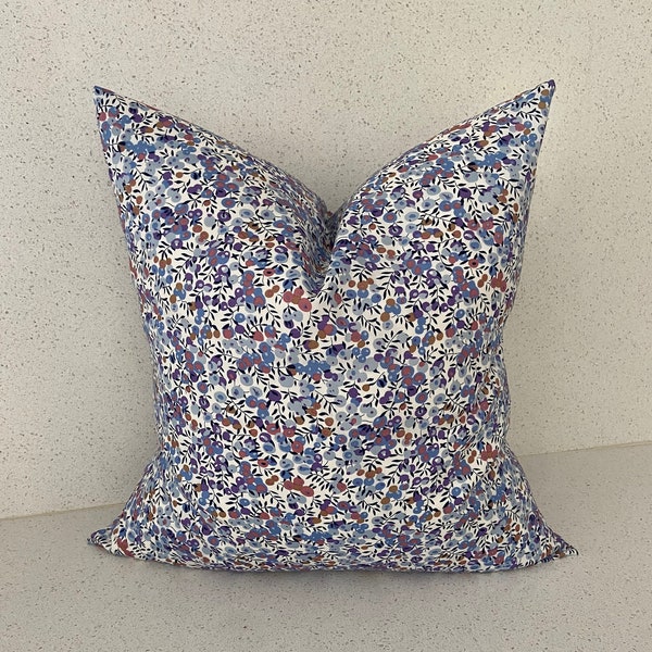 Handmade Liberty of London Wiltshire Berry Blue Fabric, Cushion/Pillow Cover - 100% Cotton - 14/16 inches - Gift/Present/Interiors