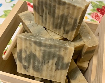 GINGER, Bar SOAP, Coconut, Olive oils, Shea Butter, Beewax, Turmeric, Activated Charcoal, Peppermint Essential Oil, Handmade