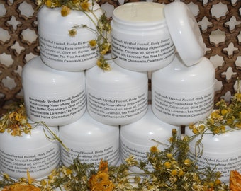 Botanical Body Butter, 4oz Herbal Infused Body Butter, Herbal Facial Cream, Shea Butter, Essential oil, Moisturizing, Handmade
