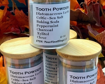 TOOTH POWDER Peppermint Clove 2oz Xylitol Celtic Sea Salt DE