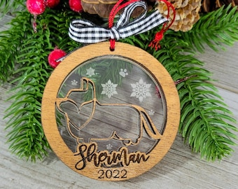Personalized Wood and Acrylic Corgi Christmas Ornament - Customizable for Corgi Enthusiasts