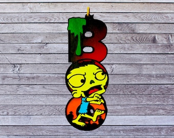 Handmade Wood Halloween Zombie Decor Sign