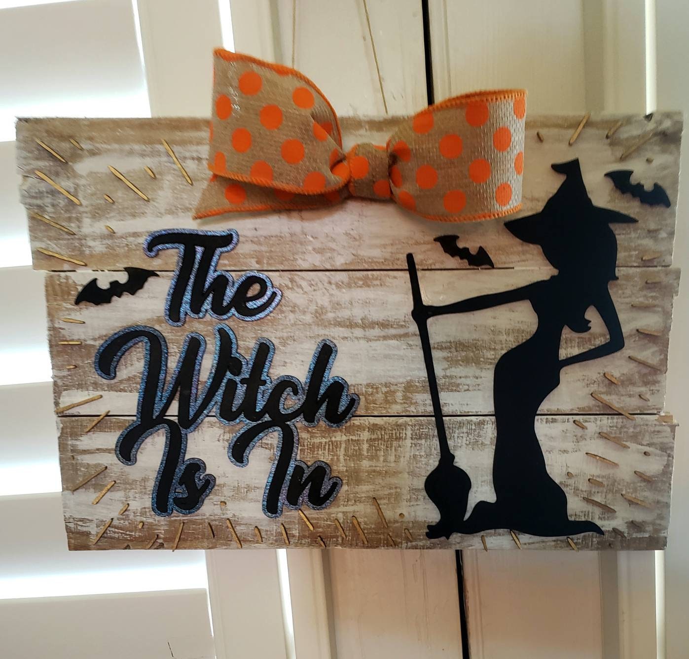 Wood Sign Halloween Hanging Sign Witch Is In Witch Decor Etsy