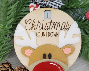 Holiday Countdown Until Christmas Tree Ornament - Engraved Interactive Decor
