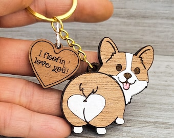 Custom Valentine's Day Corgi Gift Keychain Charm