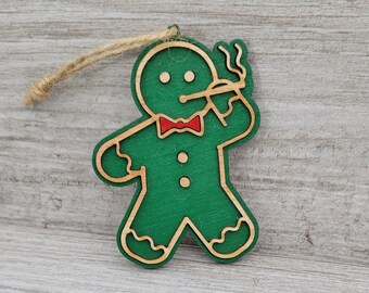 Handcrafted Wood Adult Themed Marijuana Gingerbread Ornaments