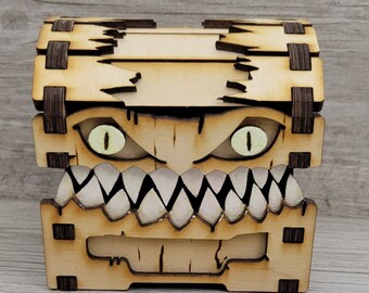 Handcrafted Wood Monster Box - DND Miniature Storage, Deck Box, Dice Storage