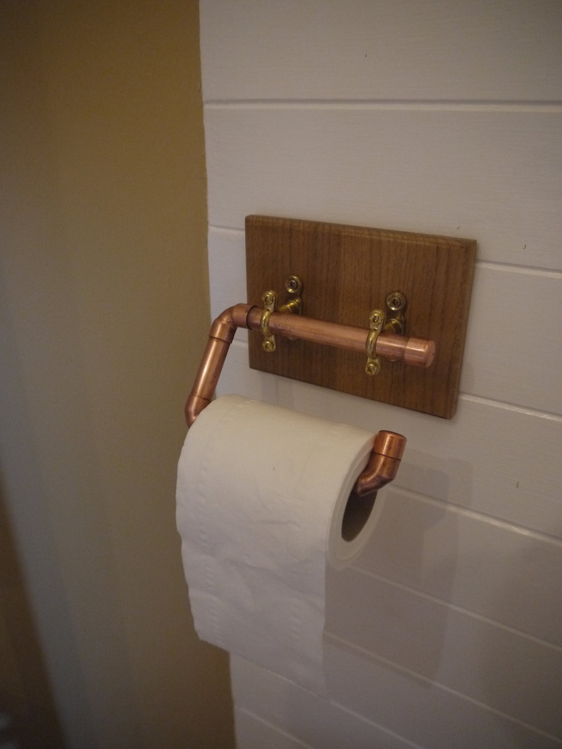Handmade Copper Pipe Toilet Roll Holder With Hardwood Etsy