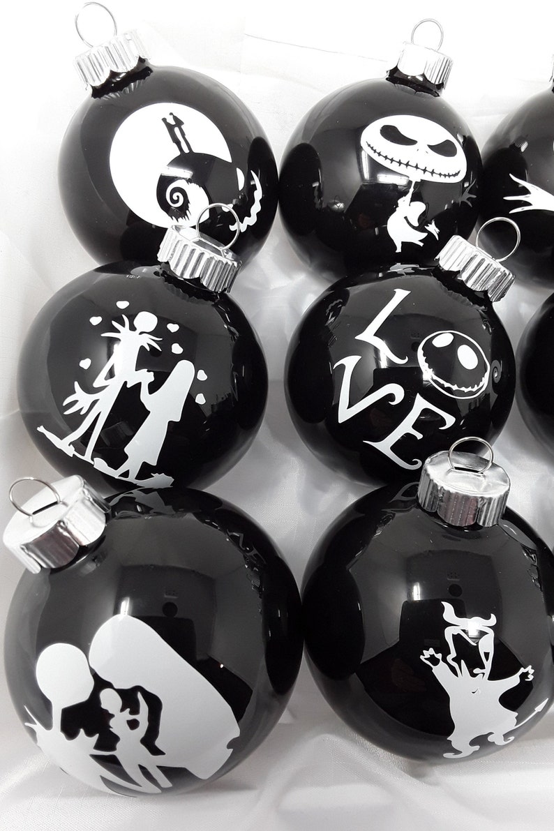 Nightmare Before Christmas 12 Glass Ornaments Etsy