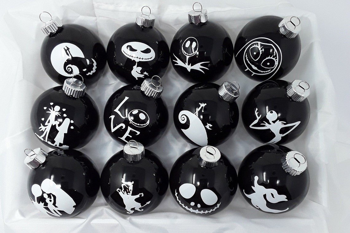Nightmare Before Christmas 12 Glass Ornaments Etsy