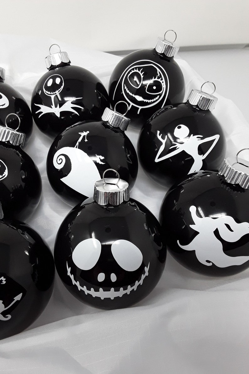 Nightmare Before Christmas 12 Glass Ornaments Etsy