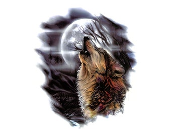 Howling Moon Tattoo Etsy