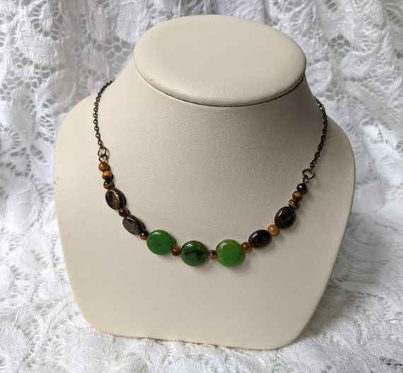 Jade and Tigers Eye Necklace Etsy