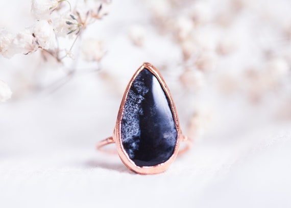 Dendritic Opal ring in raw copper - Size FR 53 // US 6 - Natural stones - Unique gifts