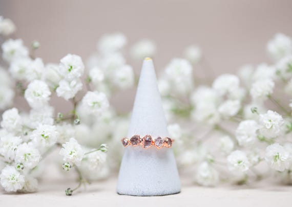 Herkimer diamond ring in copper - Size FR55 - Natural stone ring - birth gift - handmade jewelry - raw crystal ring