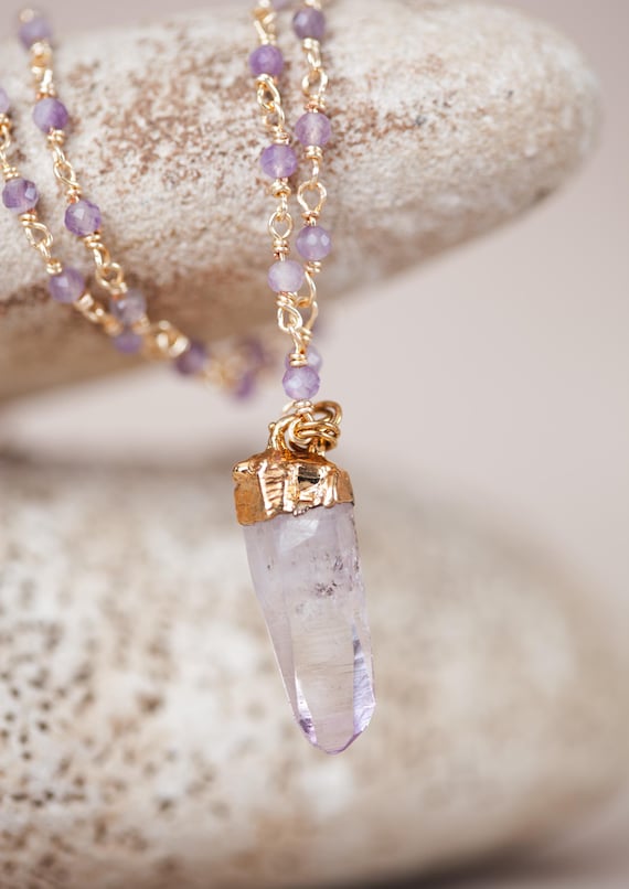 Collier Améthyste de Vera Cruz - Bijou pierre naturelle - Cadeau unique - Pierre Améthyste cactus - inspiration bohème