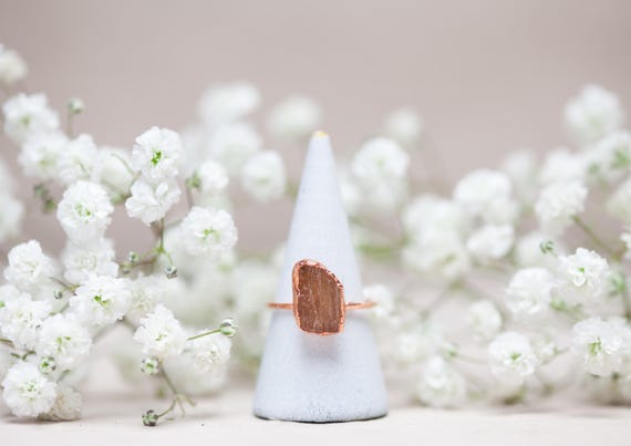 Raw copper topaz ring - Size FR 55 1/2 - natural topaz stone ring - Symbolic gift - birth gift - Unique jewelry.