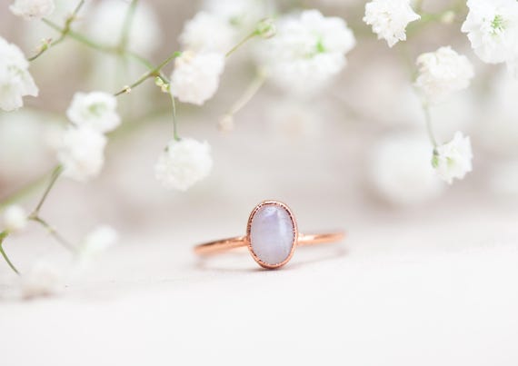 Raw copper peristerite ring - Size FR55 / US7.25 - natural stone jewelry - Handmade ring