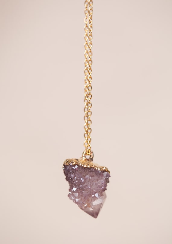 Collier Améthyste cactus - Bijou pierre naturelle - Cadeau unique - Pierre Améthyste cactus - inspiration bohème