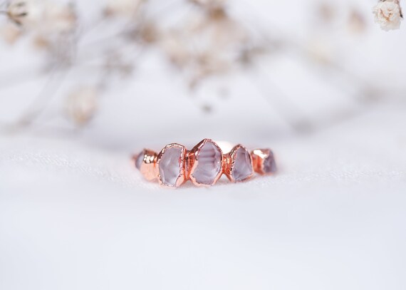 Herkimer diamond ring in raw copper - Size FR 52 - Herkimer quartz - unique jewel - natural stone -