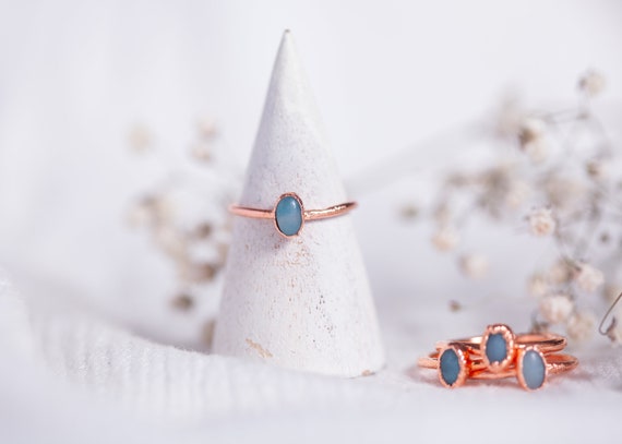 Amazonite ring in raw copper - Amazonite Ring - Natural Stone - Boho inspired jewelry - unique jewelry