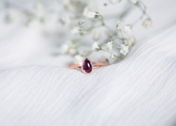 Garnet ring in raw copper - Size 54 1/2 - natural stone - handmade jewel - unique jewel